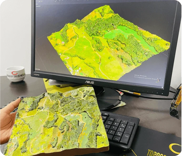 Maqueta 3d- de estudios topográficos y de suelos